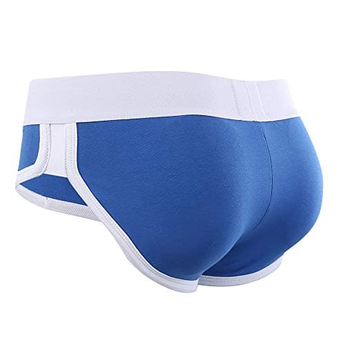Men's Butt and Front Enhancing Padded Hip Briefs Underwear Solid Color Cotton Spandex White