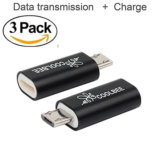 Lightning to Micro USB Adapter, Coolbee 8 Pin Lightning Female to Micro USB Male Charge Sync Connector for Smartphone, Tablet, GPS, Power Bank Through Apple Lighting Cable (Black 3-Pack)