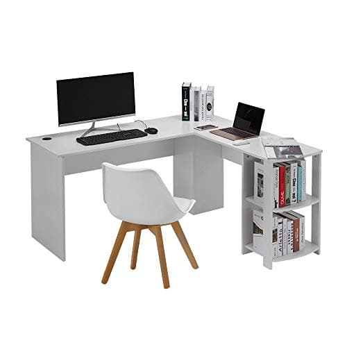 YANG Corner Computer Desk, L-Shaped Office Home Desk Workstation,Large Corner PC Table with 2 Shelves