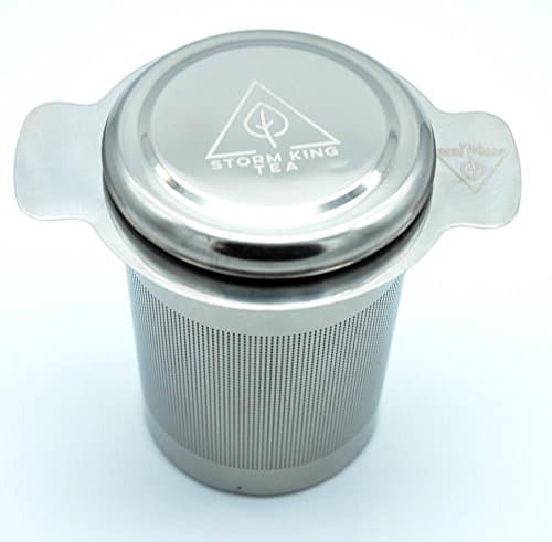 Stainless Steel Tea Infuser/Strainer with coaster lid: for Brewing Tea Directly in the Cup; by Storm King Tea