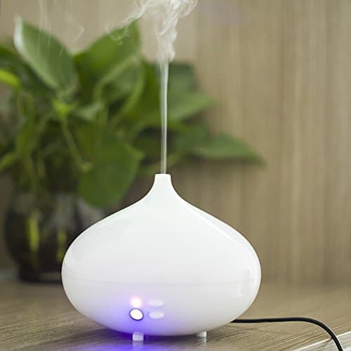 300ml Aroma Diffuser for Essential Oil, Ultrasonic Cool Mist Humidifier with 7 Colors LED for Baby Study Yoga Spa and Waterless Auto Shut off - White