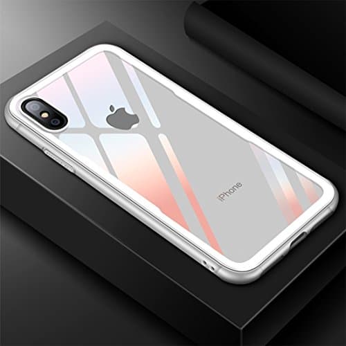 CAFELE Case for iPhone X TPU + Tempered Glass Shockproof Protective Back Cover Case ( Color : White )