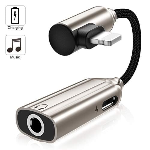 Headphone Adaptor for iPhone 3.5mm Audio Adapter +Charger for iPhone 7/Plus 8/8Plus X/XS/XS MAX Adapter to 3.5mm Headset Headphone.2 in1 Earphone Adaptor Accessories Connector Cable Support iOS 12