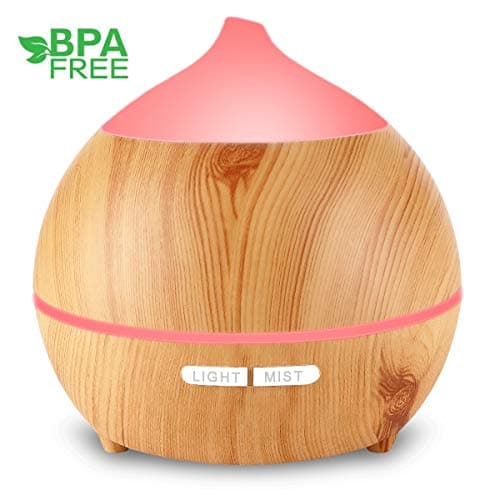 CDX Essential Oil Diffuser, 250ml Wood Grain Aromatherapy Diffuser Portable Ultrasonic Aroma Cool Mist Humidifier with AUTO Shut Off, 7 Color LED Lights and Adjustable Mist Mode for Office, Bedroom
