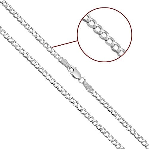 10K Solid Gold 4mm Cuban Curb Chain Necklace with Lobster Clasp, 16 to 30 inches