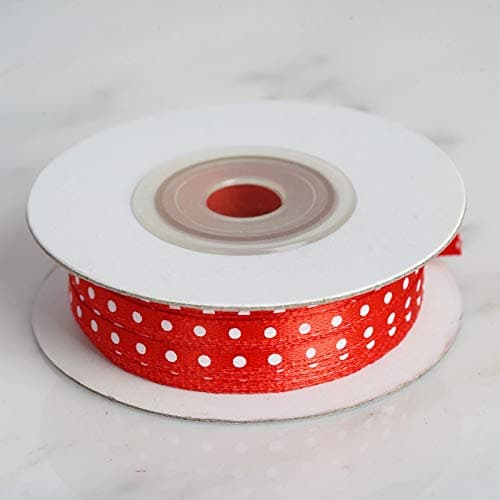 1/8" x 25 Yards Polka DOT Single Side Satin Ribbon - Wedding Favors Invitations (Red)