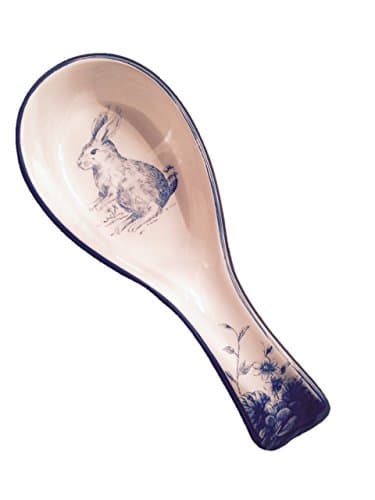Bunny Rabbit in Garden Spoon Rest, Blue and White - Designed by Maxcera
