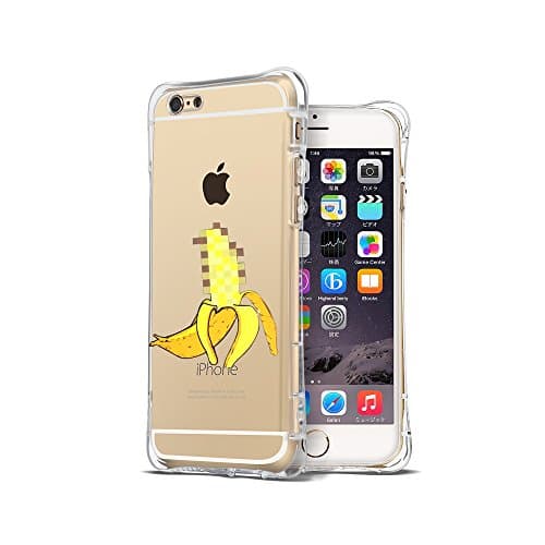 iPhone 6S Plus Case, Ultra Thin Slim Air Cushion TPU Bumper Transparent Shockproof Cute Funny Cases Clear with Art Design Dirty Banana Pattern Protective Cover for boys Apple iPhone 6 6S Plus 5.5 Inch