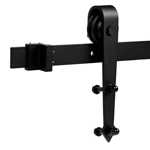 8/10/12 FT Arrow Shape Double Sliding Barn Door Hardware for Double Doors,Carbon Steel,Black (10FT Double Door Kit)