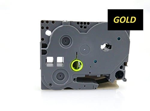 18mm Width Laminated Label Tape for Brother P-Touch PT-1000. Gold ON Black. 8m in Length. TZe-344. See Description for List of Compatible Printers. TZ-344