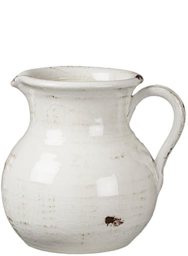 Sullivans White Ceramic Vase Distressed White Pitcher For Rustic Home Decor 8 X 9 Inches (Cm2515)