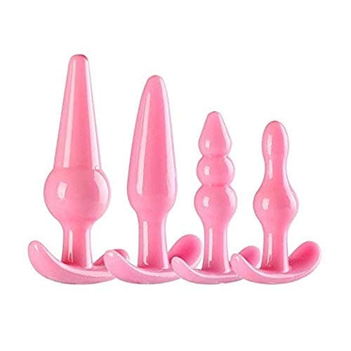 Giftly Bu~tt P~lu~g T-bar Base Kit - Training Toys - Erotic Games Role Play - Womens Stimulator - 4 pcs Beginners Anales Set A-05 (Pink)