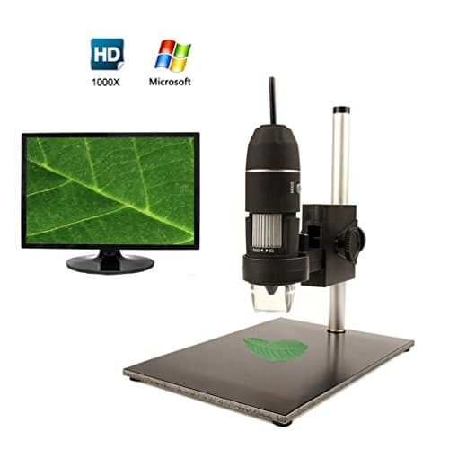 2.0 USB Digital Microscope Camera Magnifier Microscope Endoscope with Flexible Arm Observation Stand,Built-8 White LED Lights for Windows XP/VISTA/WIN7/WIN8 32bit and 64 (2MP, 1000X Magnification)