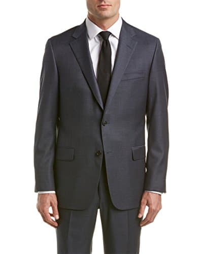 Hickey Freeman Mens Milburn Ii Wool Suit With Flat Front Pant, 46R, Grey