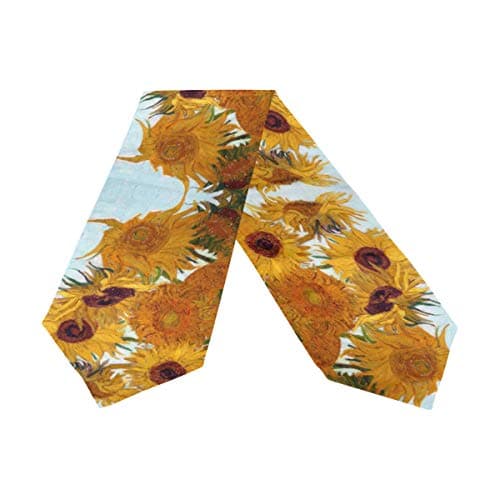 WOOR Double-Sided Van Gogh Sunflower Table Runner 13 x 90 Inches Long,Table Cloth Runner for Wedding Party Holiday Kitchen Dining Home Everyday Decor