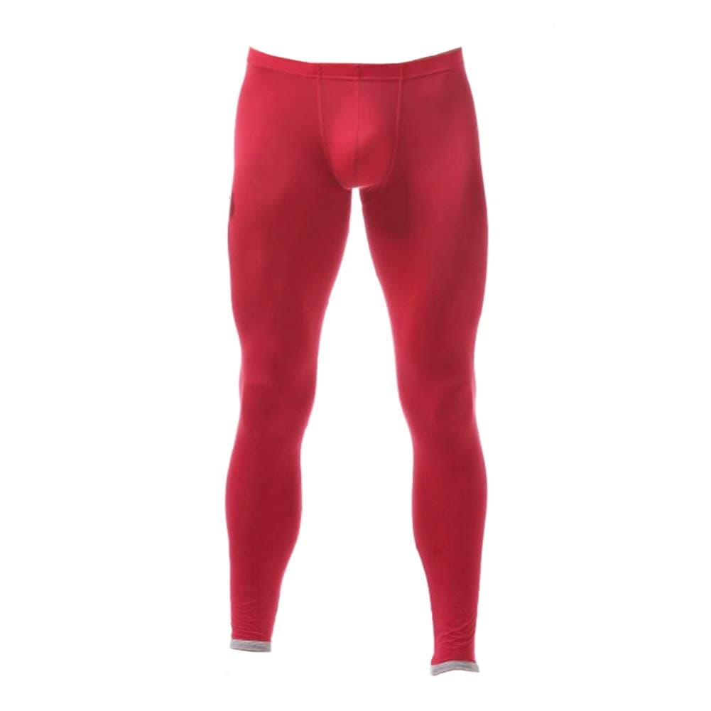Mens Semi Opaque Thin Ice Silk Long Johns Colorful Soft Lift Buttocks Long Pants