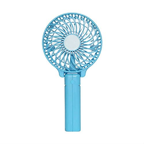 Mini Portable USB Hand Fan, Fixed Star Rechargeable Ultra Mute Desk Personal Handheld Foldable Fan with Clip and 18650 Battery for Home Office Outdoor Using (Blue)