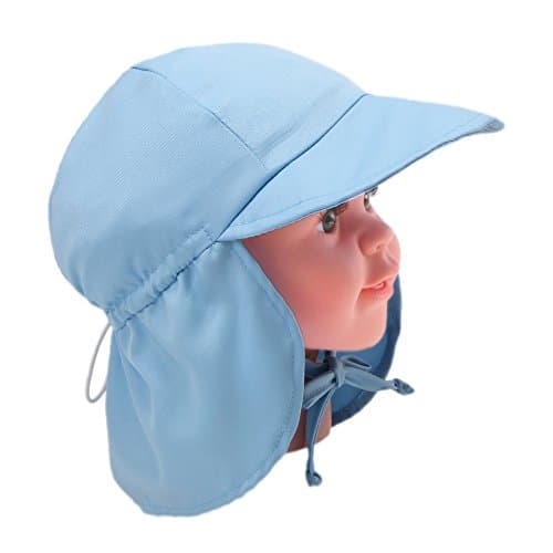 UPF 50+ Baby Sun Hat Neck Flap Protection Drawstring Cap for Girls or Boys (1 Pack Blue)
