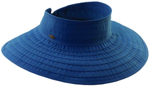 Scala Women's Ribbon Braid Roll-up Sun Visor Hat (Blue)