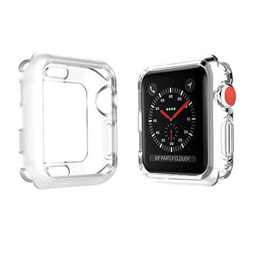 Case for Apple Watch 38MM, Qinfeng Shock-Proof and Shatter-Resistant Soft Slim TPU Protective Cover with Flexible Anti-Scratch Bumper for Apple Watch Series 1,2,3 (Clear)