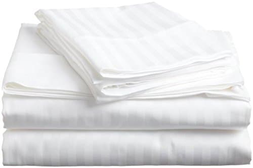 Crafts Linen 4 Piece Sheet Set- 100% Cotton 400 TC Fit Mattress Up To 6-Inch-Deep Pocket For RV- Trucks, campers, Airstream, Bus, Boat and motorhomes (RV Bunk 42"X80", White Stripe)