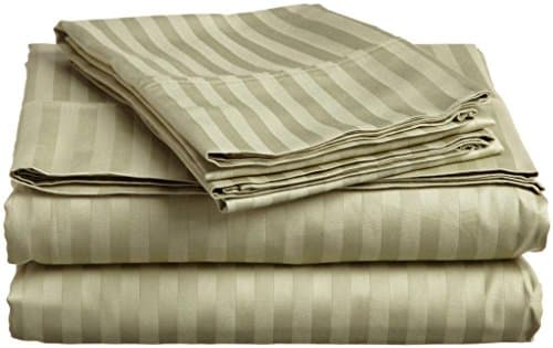 #1 Bed Sheet Set on Amazon - Super Silky Soft - SALE - HIGHEST QUALITY 100% Brushed Microfiber 1800 Prestige Bedding Collections - Wrinkle, Fade, Stain Resistant - Hypoallergenic - Deep Pockets - Luxury Fitted & Flat STRIPED Sheets, Pillowcases - Best For Bedroom, Guest Room, Children's Room, RV, Vacation Home, - 100% MONEY BACK GUARANTEE - (TWIN, SAGE GREEN)