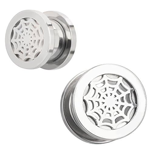 PHD LTD Stainless Steel Spider Mesh Arachnoid Puncture Double Flared Saddle Ear Plugs Tunnels Stretcher Expander Set Gauge 2g