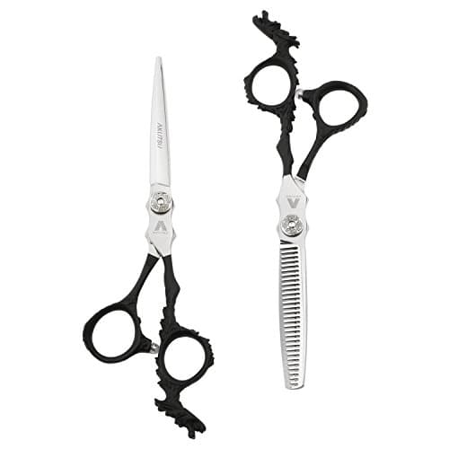 AKUTSU High End Razor Edge Professional Salon Barber 6.0" Hair Cutting/Thinning Scissors/Shears Set With Combs and Case