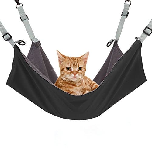 Npingxia Cat Hammock Bed,Cat Cage Hammock,Comfortable Hanging Pet Hammock Bed for Cats/Rabbit/Ferret/Small Dogs or Small Animals Sleepy Pad Comforter 22 x17 in(Black)