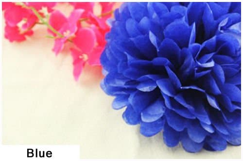 Art Paper Tissue Art Paper Tissue 15 Pcs 4" Tissue Paper Pom Poms Paper Pom Pom Decorations Flower Balls Wedding Party Decoration Supplies (Blue)