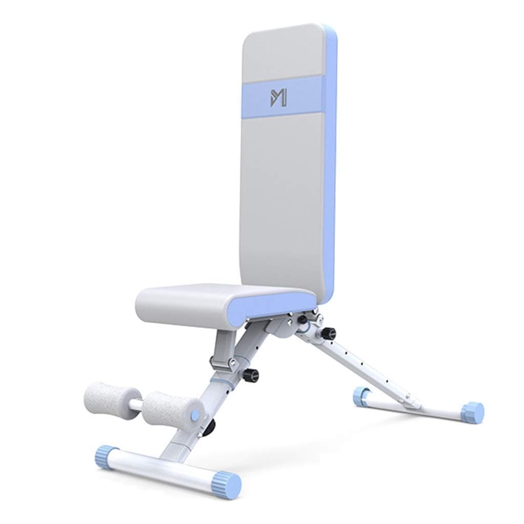 Sports Standard Weight Benches Gym Weightlifting Bed Multi-Function Exerciser Home Supine Board Dumbbell Bench Abdominal Exerciser, Foldable Design (Color : Blue, Size : 129 * 46 * 117cm)