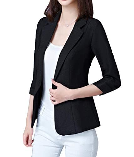 VITryst Womens 3/4 Length Rolled Cuff Slim Plus Size Classic Blazer Tops