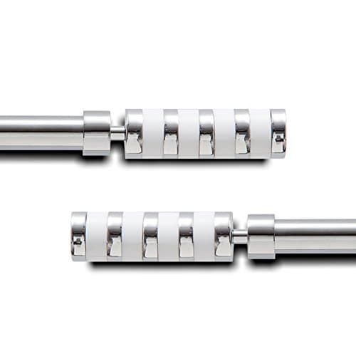 GCurtain Cylinder 3/4 inch Durable 40 lb Easy install, Decorative Window Curtain Rod Set, Walmart, Home Depot, Door, Target, Curtain Rod,44-82 inch, Mirror Finish with White Acrylic (MAC8014W-B)