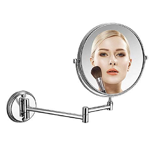 Wall Mount Makeup Mirror, 3X Magnification Vanity Mirror for Bathroom Extendable Shaving Mirror Wall Mount,Silver