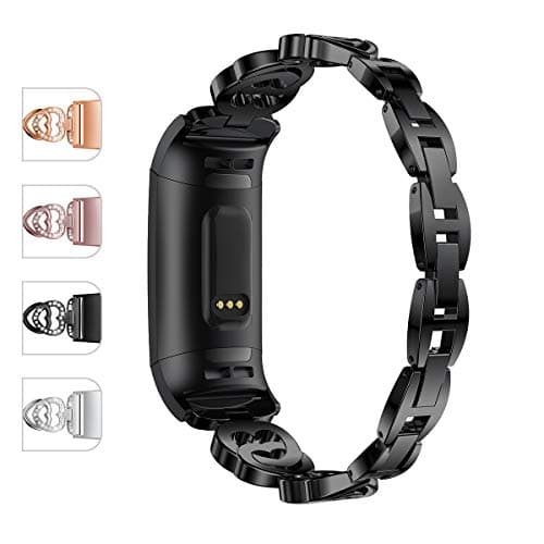 JOMOQ Compatible with Charge 3/3 SE Bands, Classic Stainless Steel Bands Premium Metal Wristbands with Adjustable Butterfly Clasp Repacement Band Wrist Accessories Straps Women Men