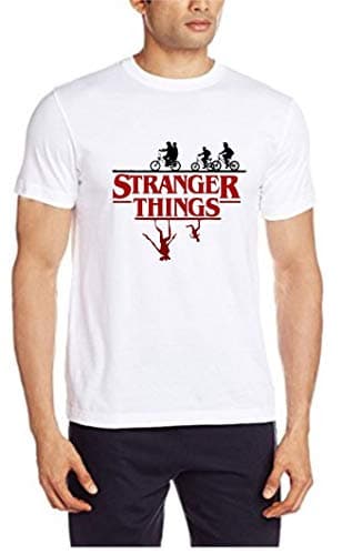Men's Half Sleeve Polyester Dri-FIT Stranger Things Fan Art Theme T-Shirt (STPKRN04) White