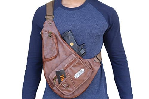 Black, Brown, Tan Multi Purpose Synthetic Leather Cross Body,Chest Bag, Gun Pouch (Black)