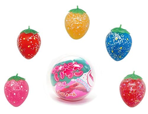 Capsule Toy Strawberry Clear Glitter Slime Scented Squishy Blind Box Japanese Gashapon (1 Random Squishy)
