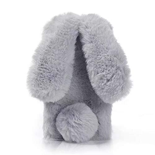 KANTAS iPhone X, Fluffy Bunny Case Lovely Smooth Rabbit Design Soft Cute Luxury Warm Gift with Bunny Ear Cases and Covers for Apple iPhone X (5.8"), Light Grey
