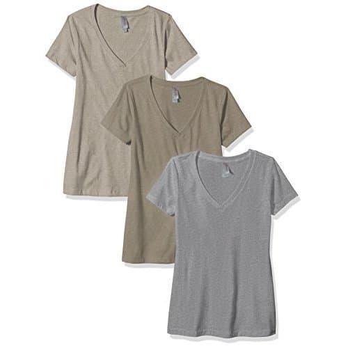 Clementine Apparel Women's Petite Plus Deep V Neck Tee (Pack of 3)