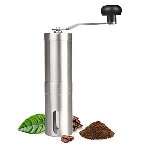 Topnoble Manual Coffee Grinder | Stainless Steel, Adjustable Core, Ceramic Conical Burr, Detachable Hank Crank | Mini Portable for Camping, Hiking | For Espresso French Press Cold Brew