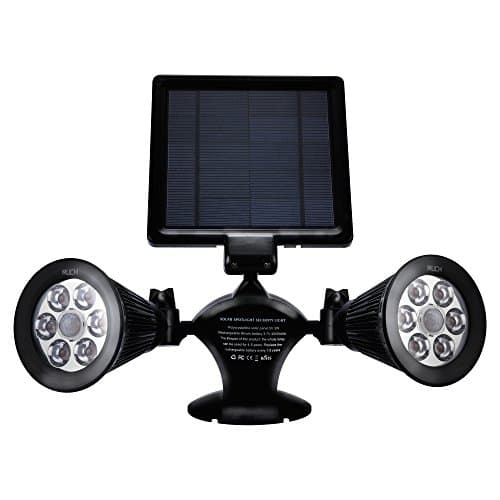 MUCH Solar Lights Outdoor Motion Sensor Waterproof 12 LED Solar Powered Spotlights Wireless Dual-head 360-Degree Rotatable Security Light Wall Lamps for Patio Porch Deck Yard Garden Garage Driveway