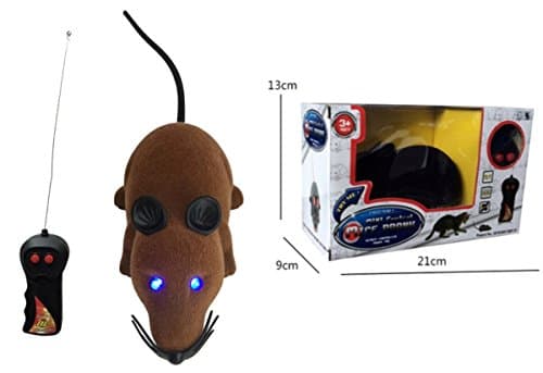 Jack Seller@ Remote-Controlled Mice Prank, Mouse Toy for Cats with Blinking Eyes (LED-Mouse-Brown)