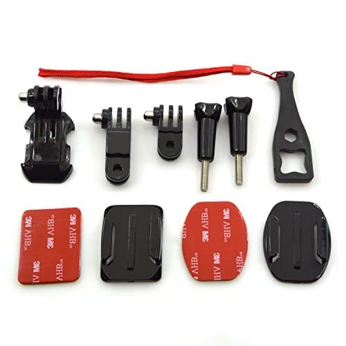 Hitechway Front Helmet Mount Kit + w/ J-Hook Buckle + Curved Adhesive Mount for Gopro Hero 3 3+ 4 3 2, Sony, Xiaomi, Xiaoyi,SJ Camera Sports Camera