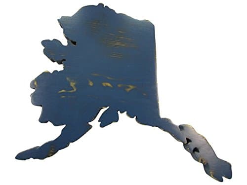 Alaska State Cut Out Wood Sign Wall Decor Rustic Chic Distressed Wood Sign Housewarming Gift Free 1" Heart or Star over City of Choice