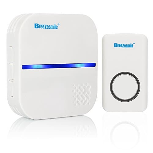 Wireless Doorbell Chime Kit, No Batteries Required for Remote Push Button Transmitter and Plug-in Receiver, Breezesmile Self-powered Chime Kit with 58 Chimes, LED Indicator, 4 Level Volume ( White )