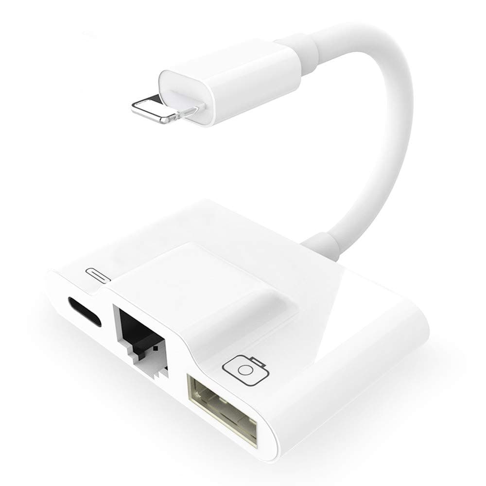 NBSXR USB 3 Camera Female OTG Cable Adapter, 3 in 1 Ethernet Adapter and charging OTG USB Camera Reader, for iPhone/iPad Required iOS 10.0 or Above