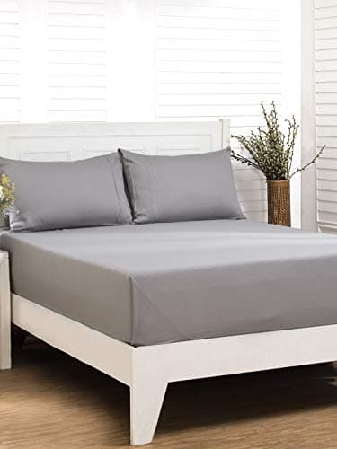Maspar 200 TC Cotton Double Bedsheet with 2 Pillow Covers - Solid, Grey/Wild Dove