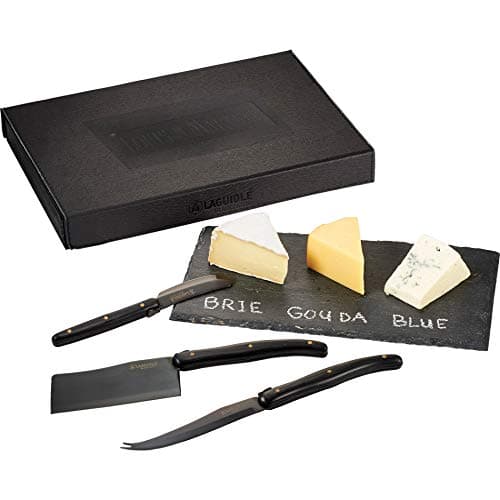 The Premium Hand Crafted Black Knife Set with Laser Cut Stainless Steel Blade and Stone Slate Serving Board - Pack of 4 Piece by Vishal Enterprise