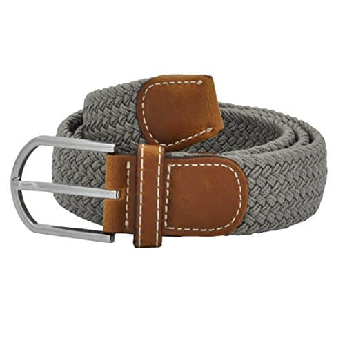 8Bees Multicolored Braided Belts Elastic Fabric Woven Stretch Belt Webbed Waistband GREY S